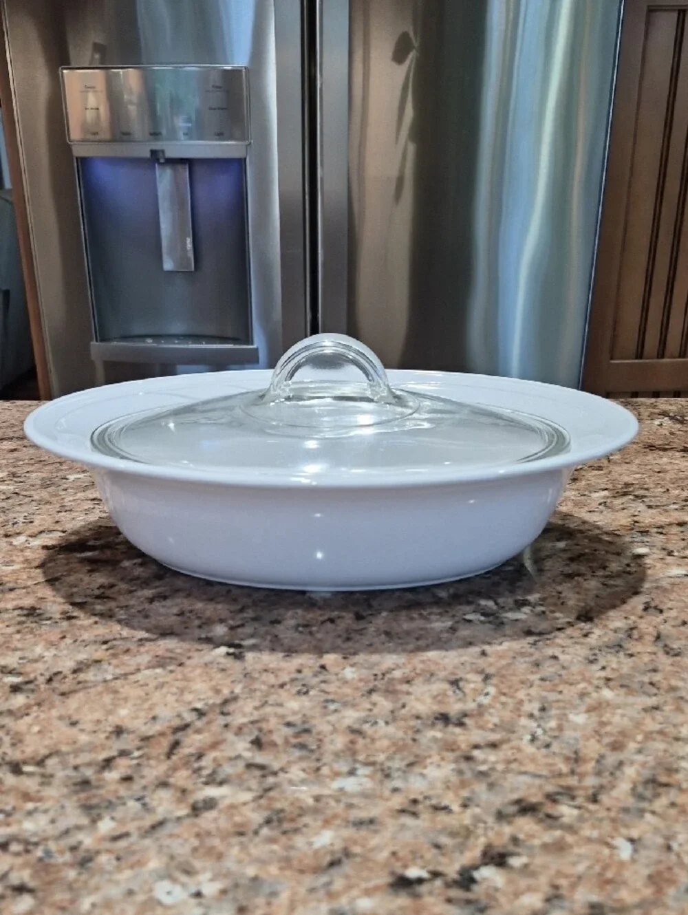 Corningware Elegant Floral Bowl White Covered Casserole with Clear Lid